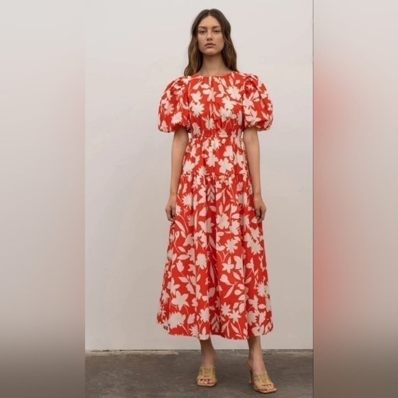 Moon River Women's Side tie, Cut-out Floral Print Tiered Shirred Dress. … - Picture 1 of 16